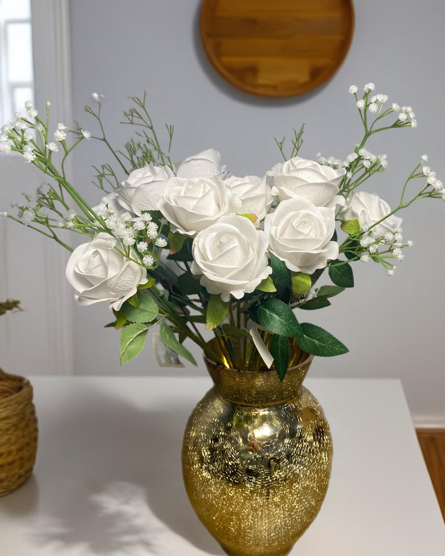 'Beyaz Gül Buketi Cipsolu (20 adet gül)