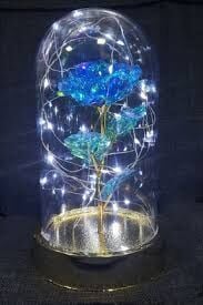 'Lüx Fanusta Sonsuzluk Gülü Mavi Işıklı