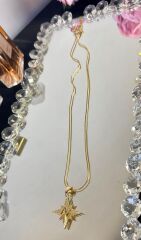 'Özel Tasarım Çelik Gold Yıldız Kolye