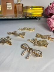 'Parlak Taşlı Gold 6 lı Toka Seti